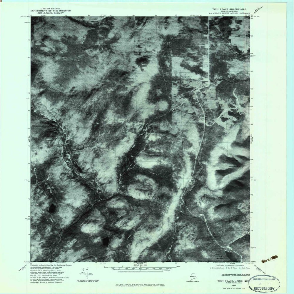 YellowMaps Twin Peaks ME topo map, 1:24000 Scale, 7.5 X 7.5 Minute, Historical, 1977, Updated 1983, 27.3 x 21.6 in - Polypropylene