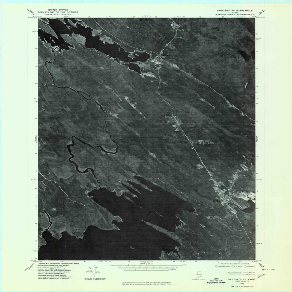 YellowMaps Danforth SE ME topo map, 1:24000 Scale, 7.5 X 7.5 Minute, Historical, 1975, Updated 1980, 27.4 x 21.5 in - Polypropylene