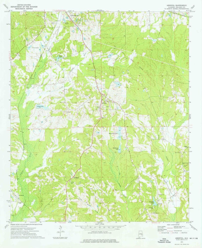 YellowMaps Aberfoil AL topo map, 1:24000 Scale, 7.5 X 7.5 Minute, Historical, 1973, Updated 1976, 26.8 x 21.9 in - Polypropylene