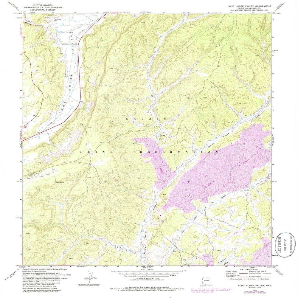 YellowMaps Long House Valley AZ topo map, 1:24000 Scale, 7.5 X 7.5 Minute, Historical, 1971, Updated 1986, 26.9 x 22 in - Polypropylene