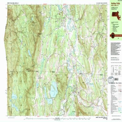 YellowMaps Ashley Falls MA topo map, 1:25000 Scale, 7.5 X 15 Minute, Historical, 1987, Updated 1987, 24 x 39.8 in - Tyvek
