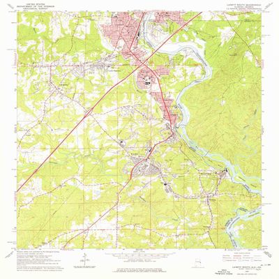 YellowMaps Lanett South AL topo map, 1:24000 Scale, 7.5 X 7.5 Minute, Historical, 1964, Updated 1976, 26.8 x 22 in - Polypropylene