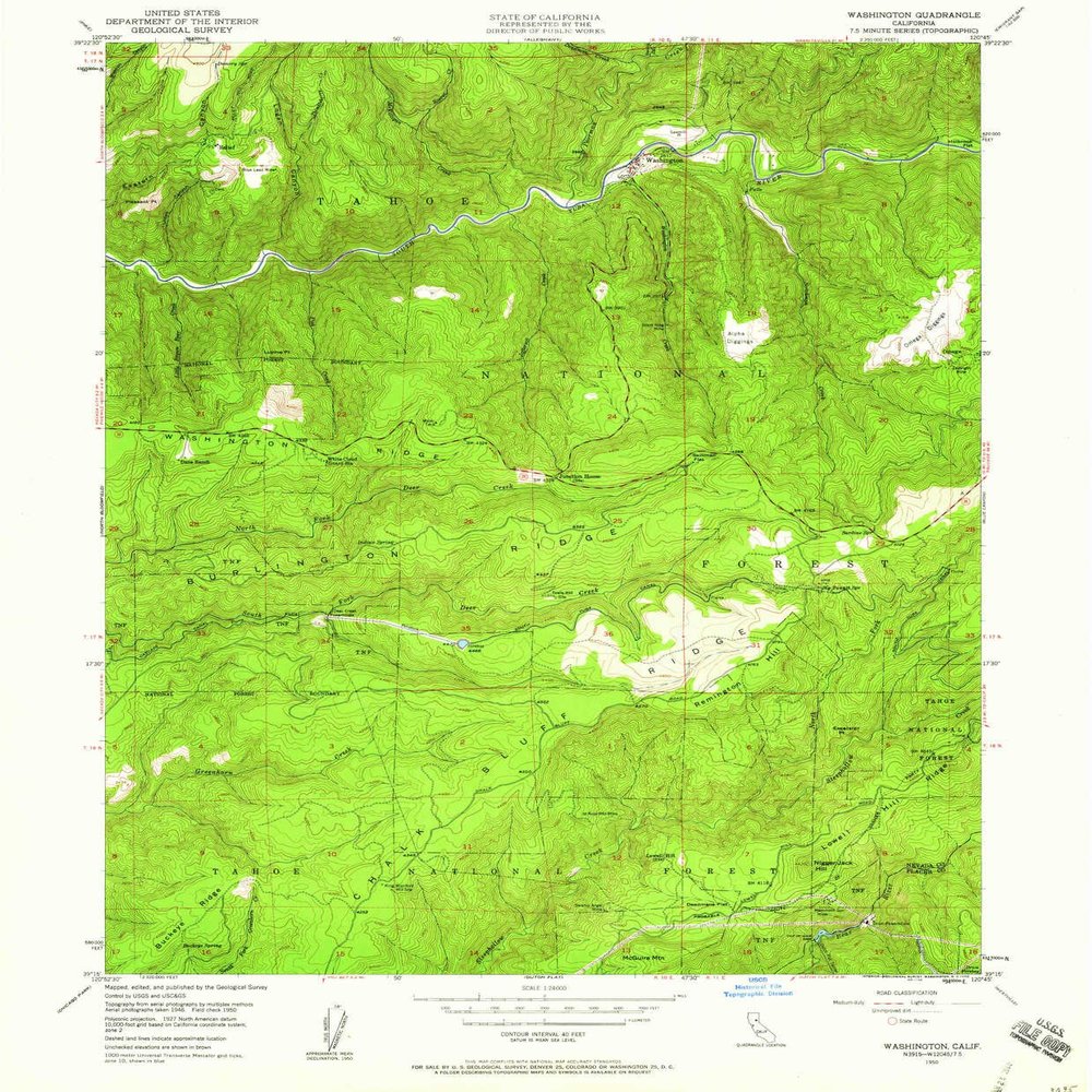 YellowMaps Washington CA topo map, 1:24000 Scale, 7.5 X 7.5 Minute, Historical, 1950, Updated 1960, 26.7 x 22.1 in - Polypropylene