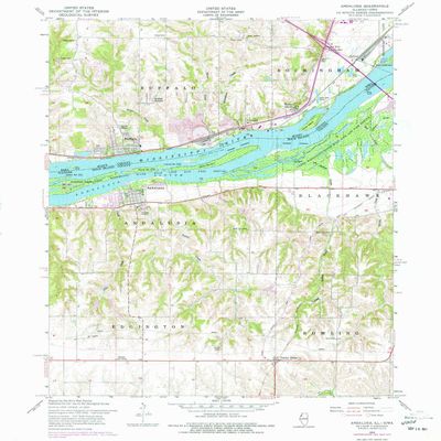 YellowMaps Andalusia IL topo map, 1:24000 Scale, 7.5 X 7.5 Minute, Historical, 1953, Updated 1977, 26.8 x 22 in - Tyvek