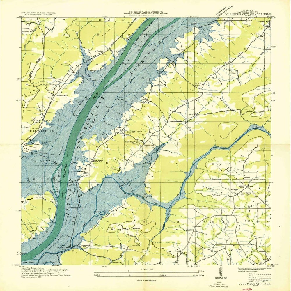 YellowMaps Columbus City AL topo map, 1:24000 Scale, 7.5 X 7.5 Minute, Historical, 1936, 26.7 x 22 in - Polypropylene