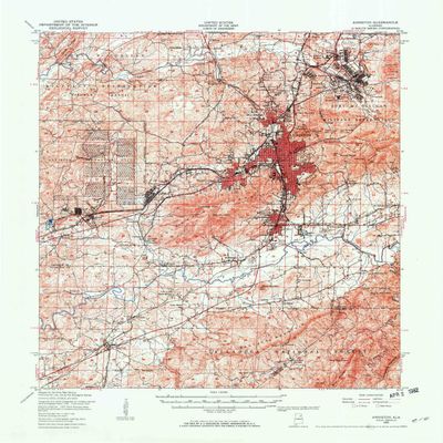 YellowMaps Anniston AL topo map, 1:62500 Scale, 15 X 15 Minute, Historical, 1950, Updated 1953, 21.8 x 18 in - Polypropylene