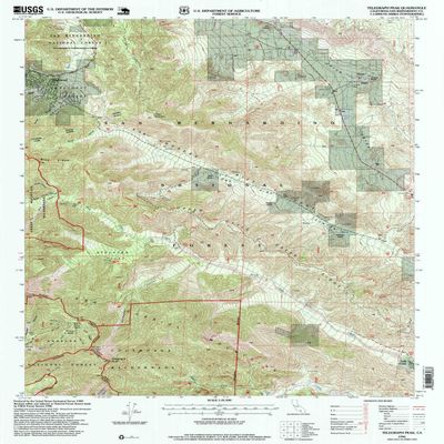 YellowMaps Telegraph Peak CA topo map, 1:24000 Scale, 7.5 X 7.5 Minute, Historical, 1996, Updated 1999, 26.8 x 21.5 in - Polypropylene
