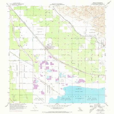 YellowMaps Mecca CA topo map, 1:24000 Scale, 7.5 X 7.5 Minute, Historical, 1955, Updated 1973, 26.8 x 22.8 in - Polypropylene