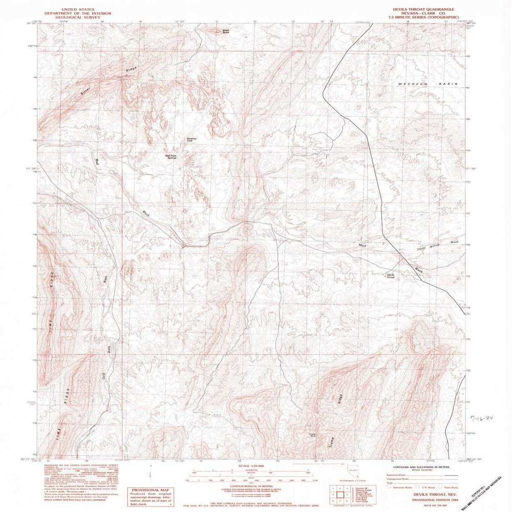 YellowMaps Devils Throat NV topo map, 1:24000 Scale, 7.5 X 7.5 Minute, Historical, 1983, Updated 1984, 26.7 x 22 in - Polypropylene