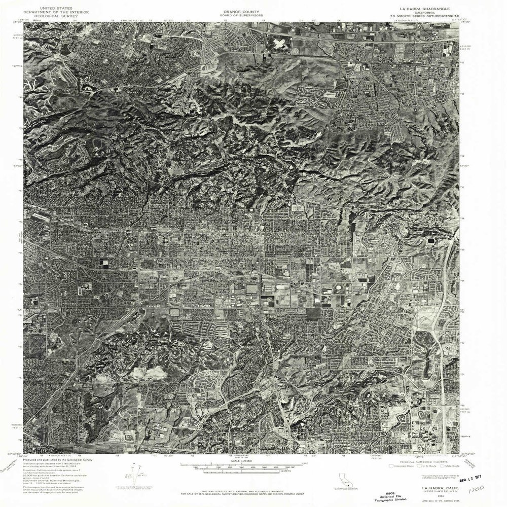 YellowMaps La Habra CA topo map, 1:24000 Scale, 7.5 X 7.5 Minute, Historical, 1974, Updated 1977, 26.6 x 22 in - Polypropylene