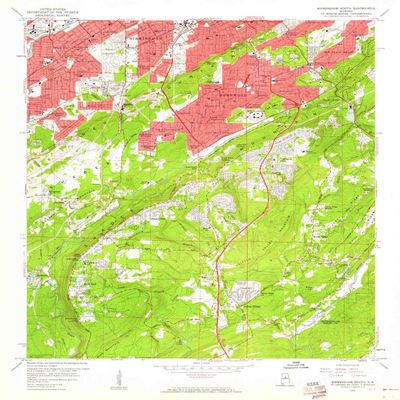 YellowMaps Birmingham South AL topo map, 1:24000 Scale, 7.5 X 7.5 Minute, Historical, 1959, Updated 1960, 26.9 x 21.9 in - Tyvek