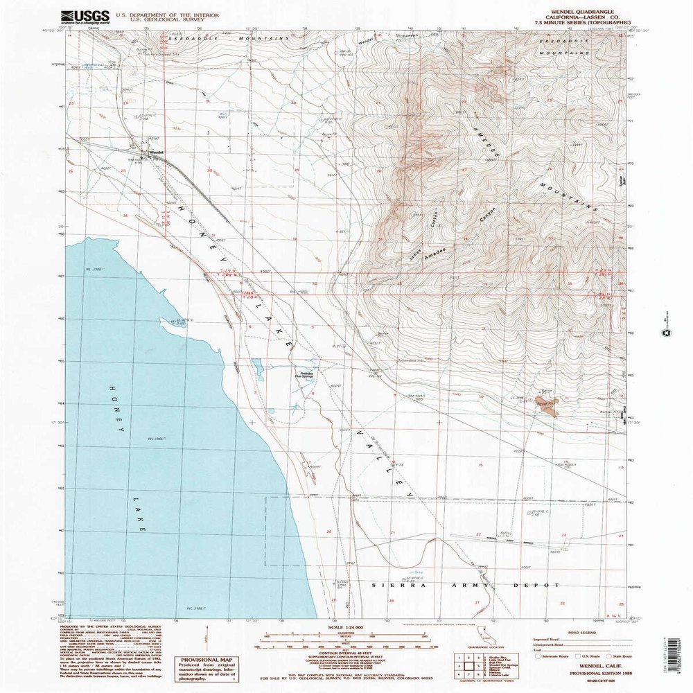 YellowMaps Wendel CA topo map, 1:24000 Scale, 7.5 X 7.5 Minute, Historical, 1988, Updated 1989, 26.7 x 21.4 in - Polypropylene