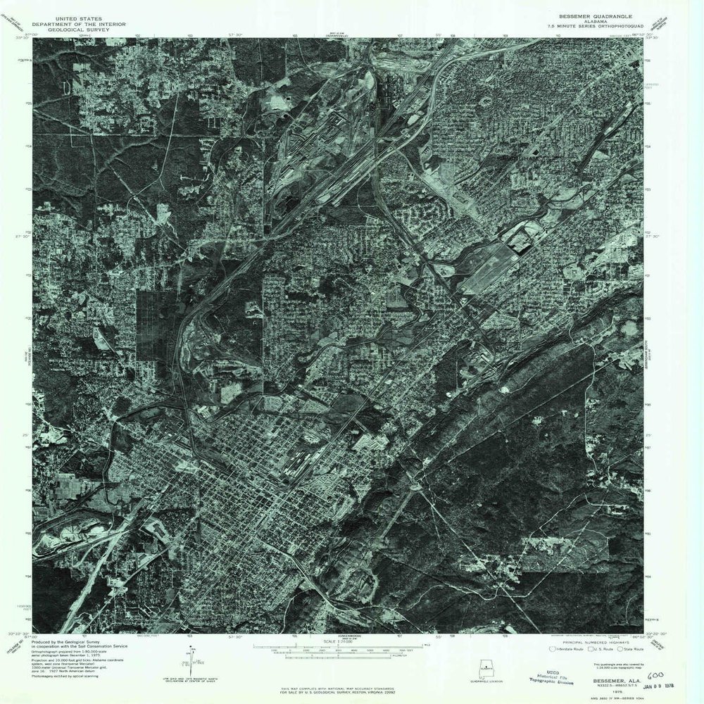 YellowMaps Bessemer AL topo map, 1:24000 Scale, 7.5 X 7.5 Minute, Historical, 1975, Updated 1977, 26.9 x 22 in - Polypropylene