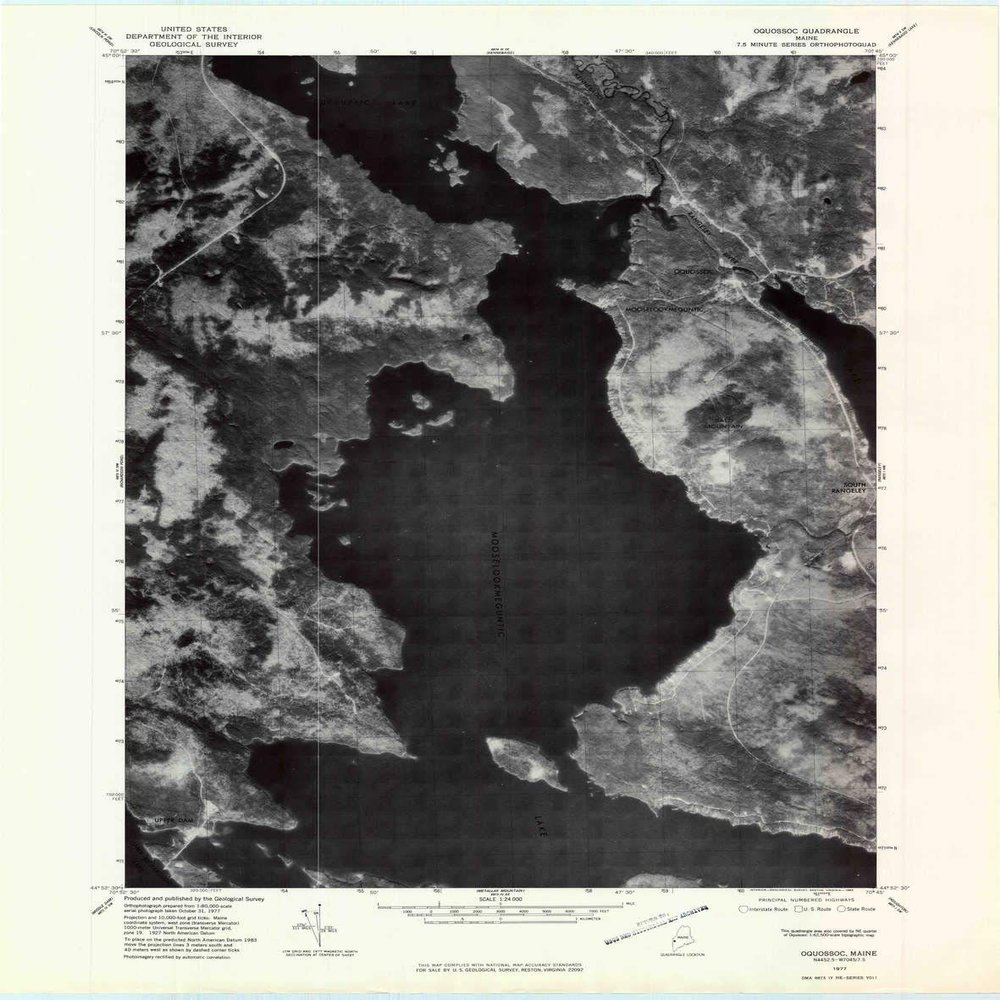 YellowMaps Oquossoc ME topo map, 1:24000 Scale, 7.5 X 7.5 Minute, Historical, 1977, Updated 1983, 27.4 x 21.6 in - Tyvek