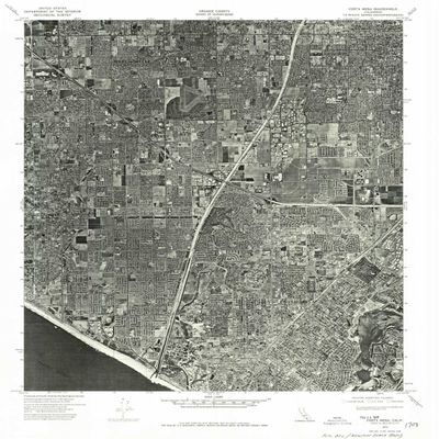 YellowMaps Costa Mesa CA topo map, 1:24000 Scale, 7.5 X 7.5 Minute, Historical, 1974, Updated 1975, 26.9 x 22 in - Polypropylene