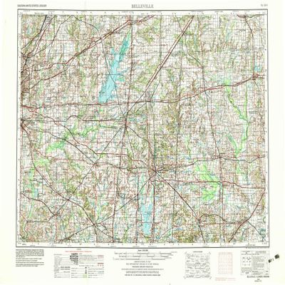 Belleville IL topo map, 1:250000 Scale, 1 X 2 Degree, Historical, 1958, Updated 1978, 21.9 x 32 in - Tyvek