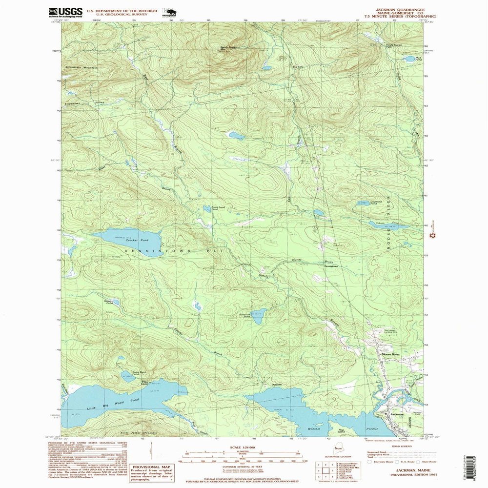 YellowMaps Jackman ME topo map, 1:24000 Scale, 7.5 X 7.5 Minute, Historical, 1997, Updated 1999, 26.8 x 21.5 in - Polypropylene