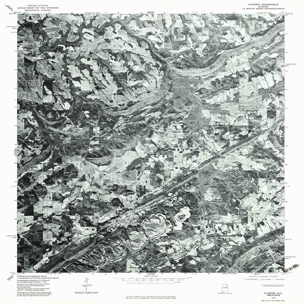 YellowMaps Altoona AL topo map, 1:24000 Scale, 7.5 X 7.5 Minute, Historical, 1975, Updated 1983, 26.8 x 21.6 in - Polypropylene