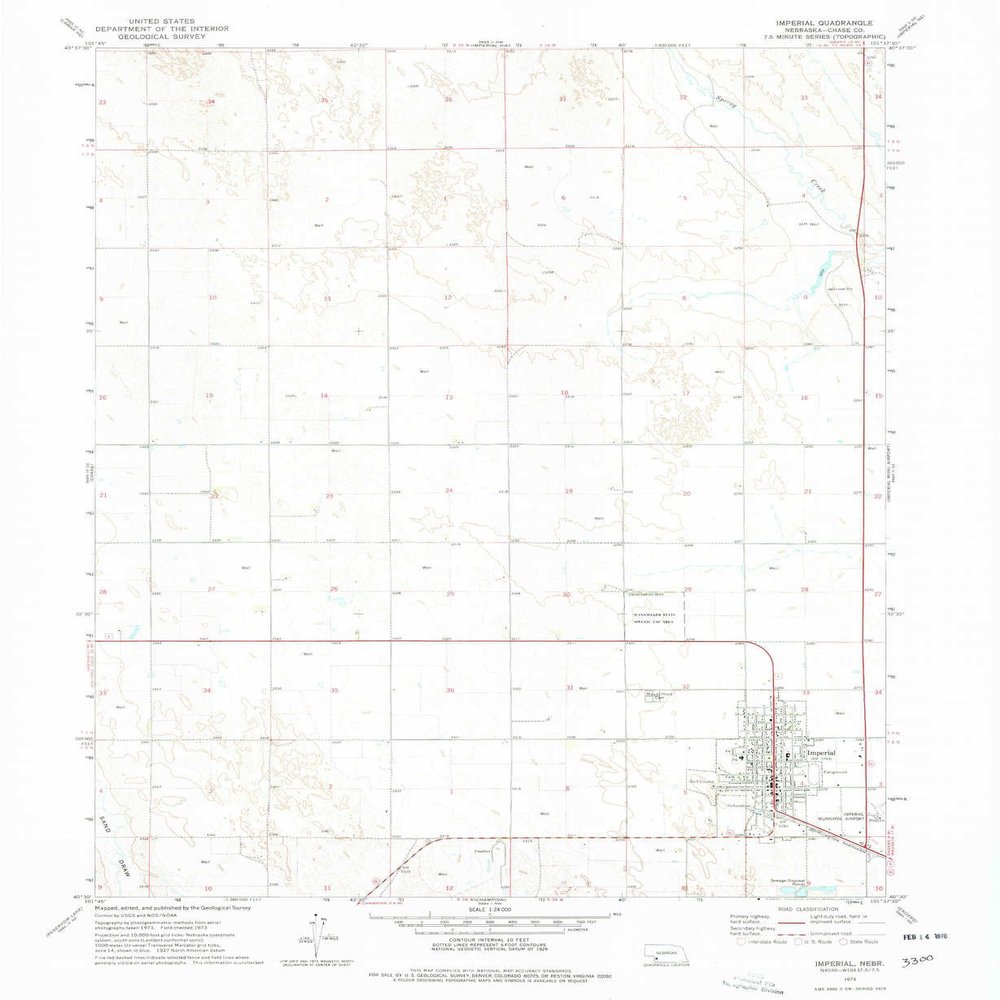 YellowMaps Imperial NE topo map, 1:24000 Scale, 7.5 X 7.5 Minute, Historical, 1973, Updated 1977, 26.8 x 22 in - Polypropylene