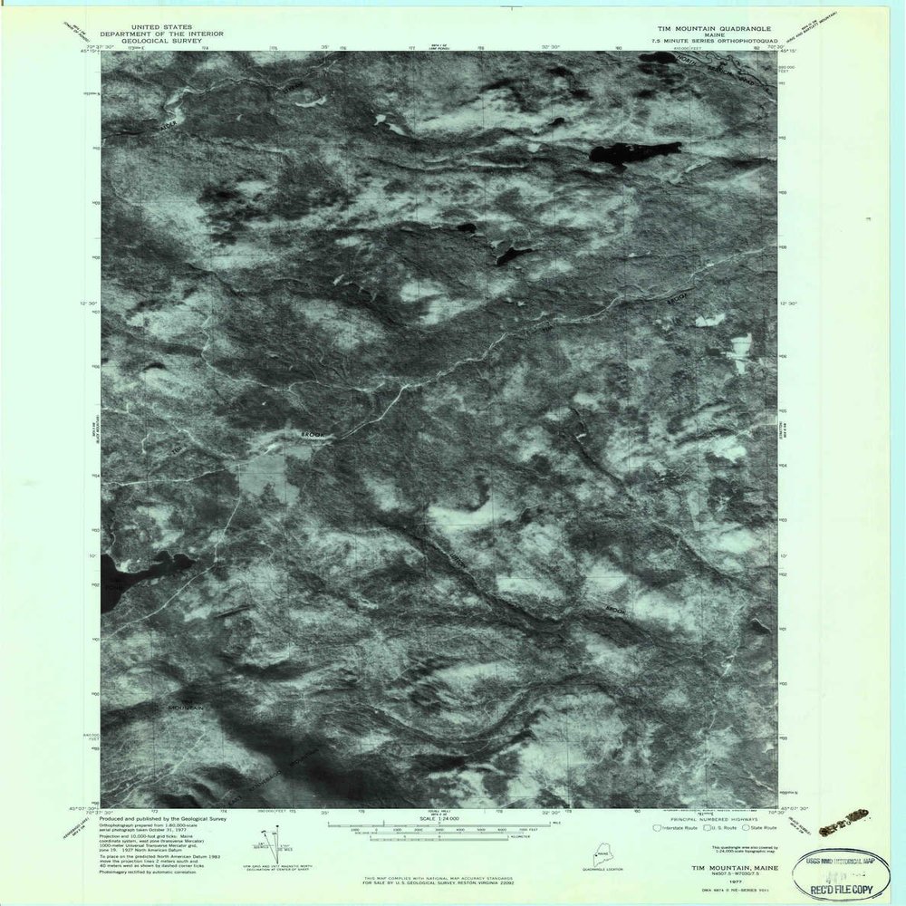 YellowMaps Tim Mountain ME topo map, 1:24000 Scale, 7.5 X 7.5 Minute, Historical, 1977, Updated 1983, 27.2 x 21.6 in - Polypropylene