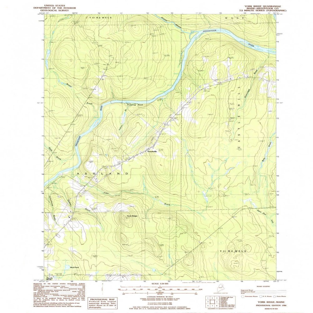 YellowMaps York Ridge ME topo map, 1:24000 Scale, 7.5 X 7.5 Minute, Historical, 1986, Updated 1986, 26.8 x 21.2 in - Polypropylene