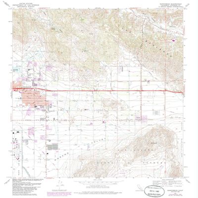 YellowMaps Sunnymead CA topo map, 1:24000 Scale, 7.5 X 7.5 Minute, Historical, 1967, Updated 1985, 26.8 x 22 in - Tyvek