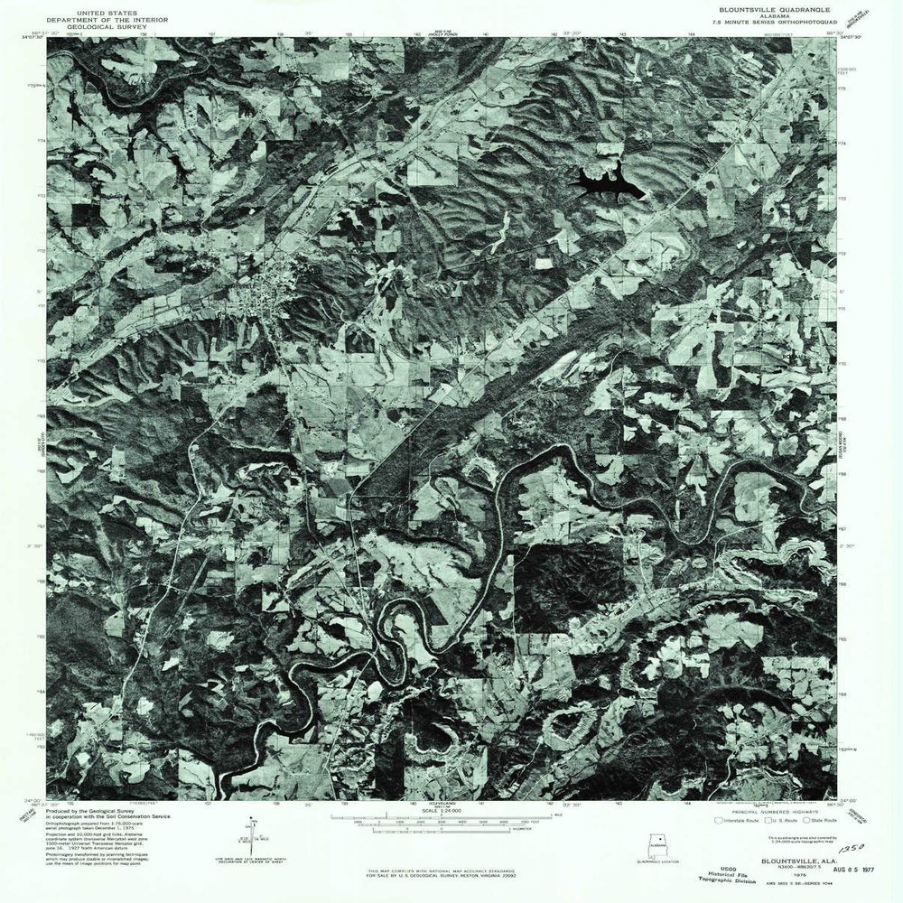 YellowMaps Blountsville AL topo map, 1:24000 Scale, 7.5 X 7.5 Minute, Historical, 1975, Updated 1977, 26.9 x 21.6 in - Tyvek