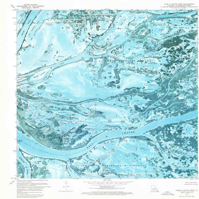 YellowMaps Pass A Loutre West LA topo map, 1:24000 Scale, 7.5 X 7.5 Minute, Historical, 1971, Updated 1974, 26.9 x 22 in - Polypropylene