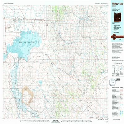 YellowMaps Malheur Lake OR topo map, 1:100000 Scale, 30 X 60 Minute, Historical, 1978, Updated 1997, 24.1 x 38.1 in - Polypropylene