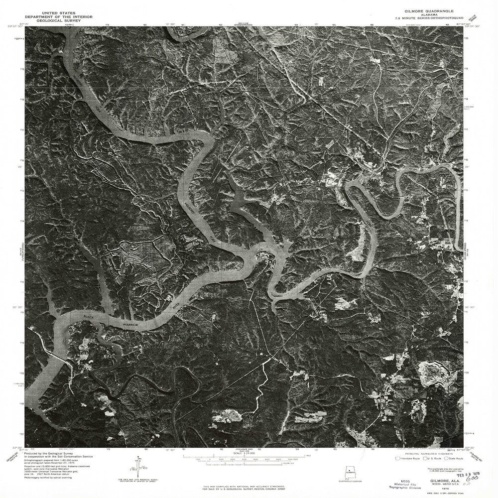 YellowMaps Gilmore AL topo map, 1:24000 Scale, 7.5 X 7.5 Minute, Historical, 1975, Updated 1977, 26.9 x 21.6 in - Polypropylene