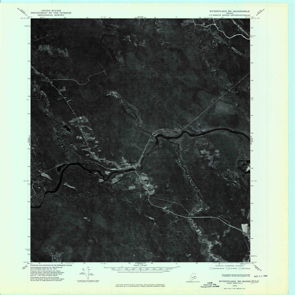YellowMaps Wytopitlock SW ME topo map, 1:24000 Scale, 7.5 X 7.5 Minute, Historical, 1975, Updated 1980, 27.6 x 21.5 in - Polypropylene