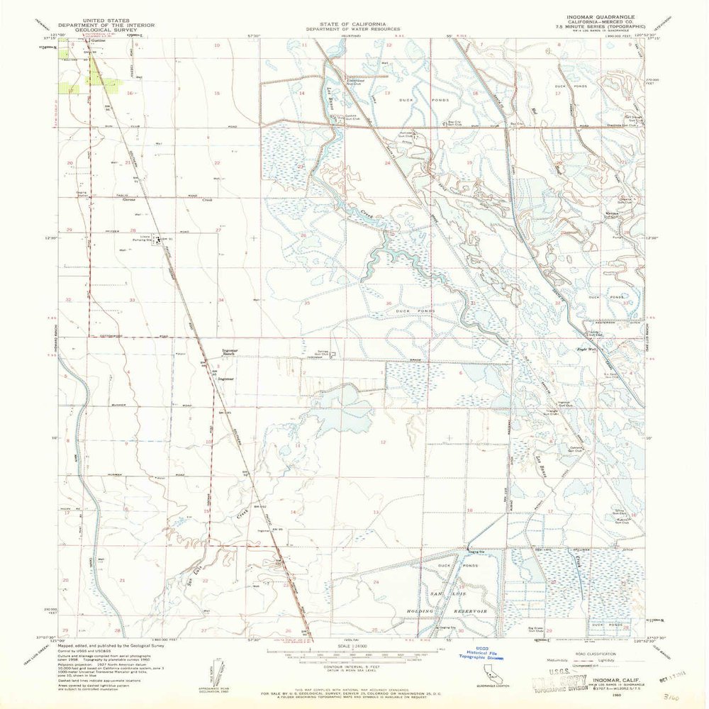 YellowMaps Ingomar CA topo map, 1:24000 Scale, 7.5 X 7.5 Minute, Historical, 1960, Updated 1961, 26.9 x 22 in - Tyvek