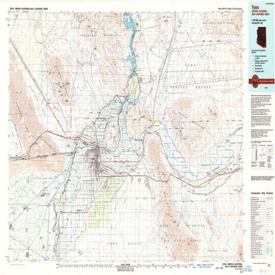 YellowMaps Yuma AZ topo map, 1:100000 Scale, 30 X 60 Minute, Historical, 1993, Updated 1993, 24.2 x 43.6 in - Tyvek