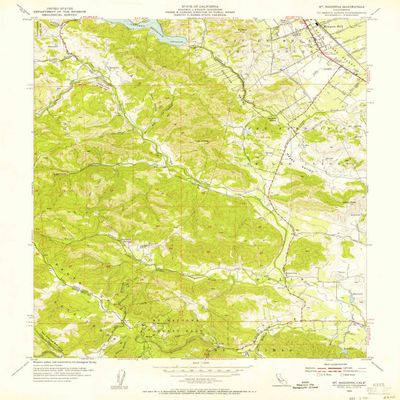 YellowMaps Mt Madonna CA topo map, 1:24000 Scale, 7.5 X 7.5 Minute, Historical, 1955, Updated 1956, 26.9 x 22 in - Polypropylene