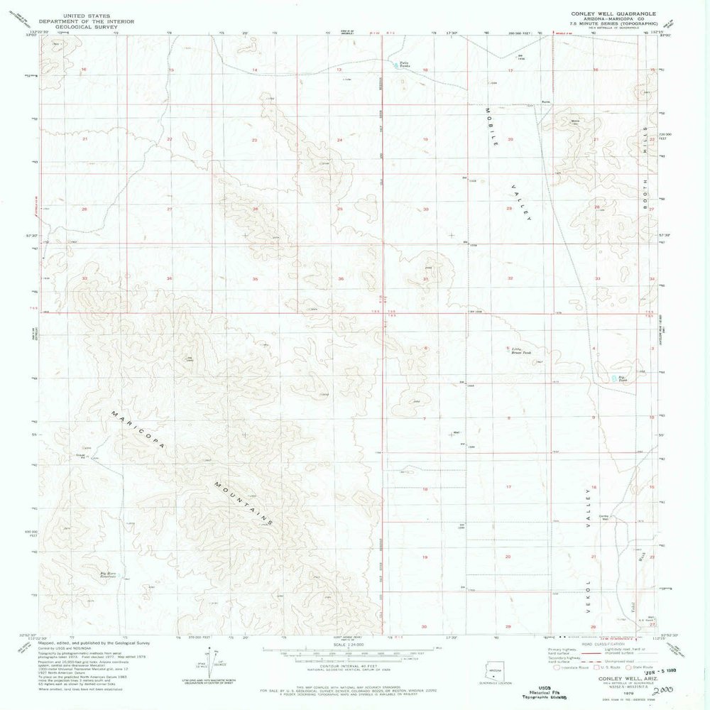 Conley Well AZ topo map, 1:24000 Scale, 7.5 X 7.5 Minute, Historical, 1979, Updated 1980, 26.9 x 22 in - Polypropylene