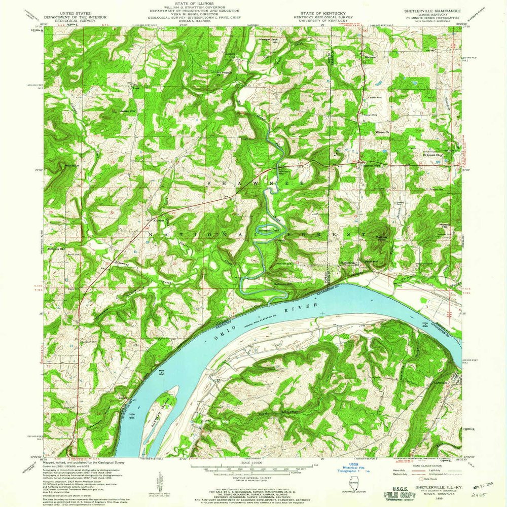 YellowMaps Shetlerville IL topo map, 1:24000 Scale, 7.5 X 7.5 Minute, Historical, 1959, Updated 1960, 26.8 x 22 in - Polypropylene