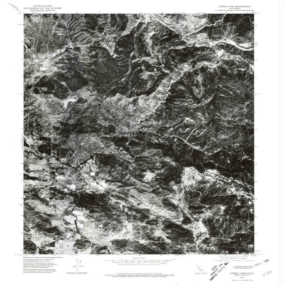 YellowMaps Lower Lake CA topo map, 1:24000 Scale, 7.5 X 7.5 Minute, Historical, 1977, Updated 1980, 26.8 x 21.9 in - Polypropylene