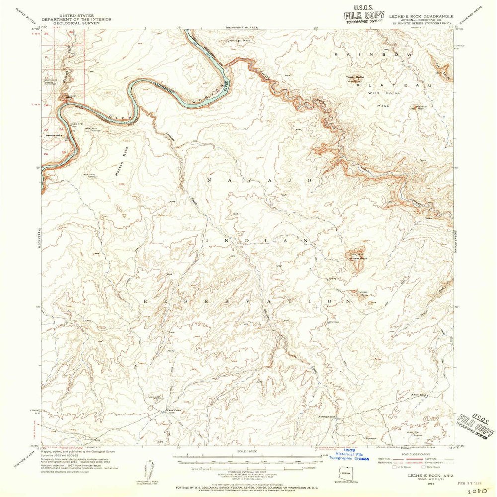 YellowMaps Leche E Rock AZ topo map, 1:62500 Scale, 15 X 15 Minute, Historical, 1954, Updated 1956, 20.8 x 16.9 in - Polypropylene