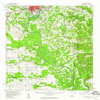 YellowMaps Columbus MS topo map, 1:62500 Scale, 15 X 15 Minute, Historical, 1960, Updated 1961, 20.7 x 16.9 in - Tyvek
