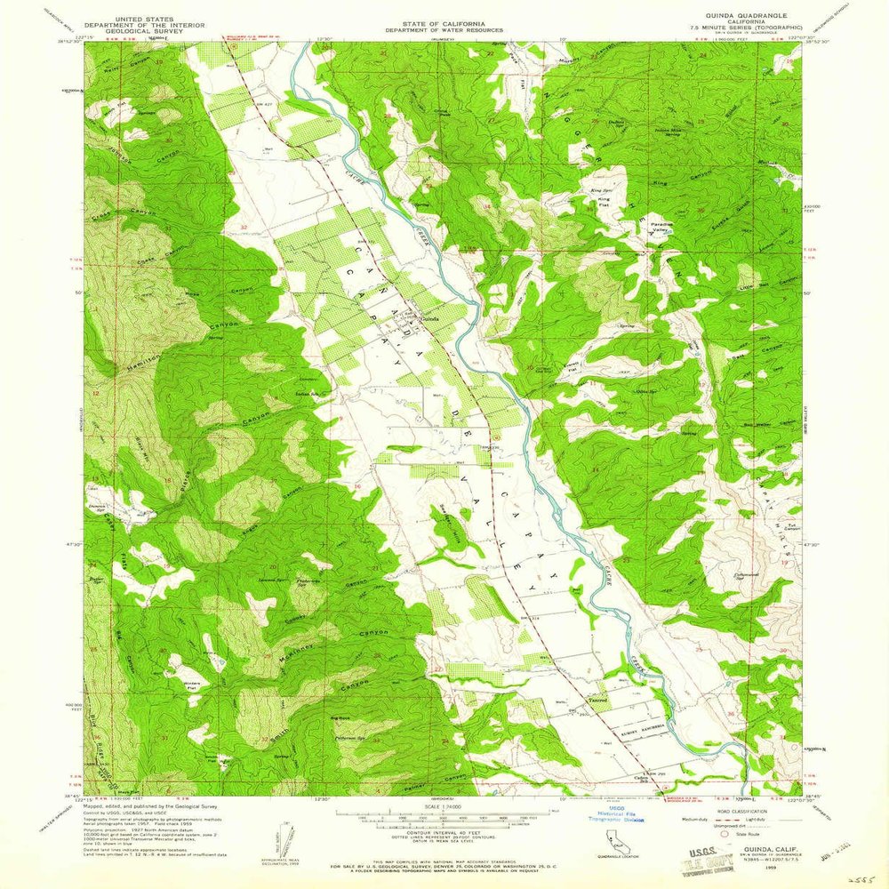 YellowMaps Guinda CA topo map, 1:24000 Scale, 7.5 X 7.5 Minute, Historical, 1959, Updated 1961, 26.8 x 22 in - Polypropylene