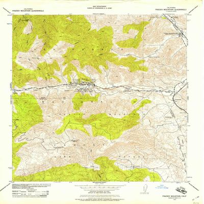 YellowMaps Frazier Mountain CA topo map, 1:24000 Scale, 7.5 X 7.5 Minute, Historical, 1942, Updated 1957, 27.9 x 22 in - Polypropylene