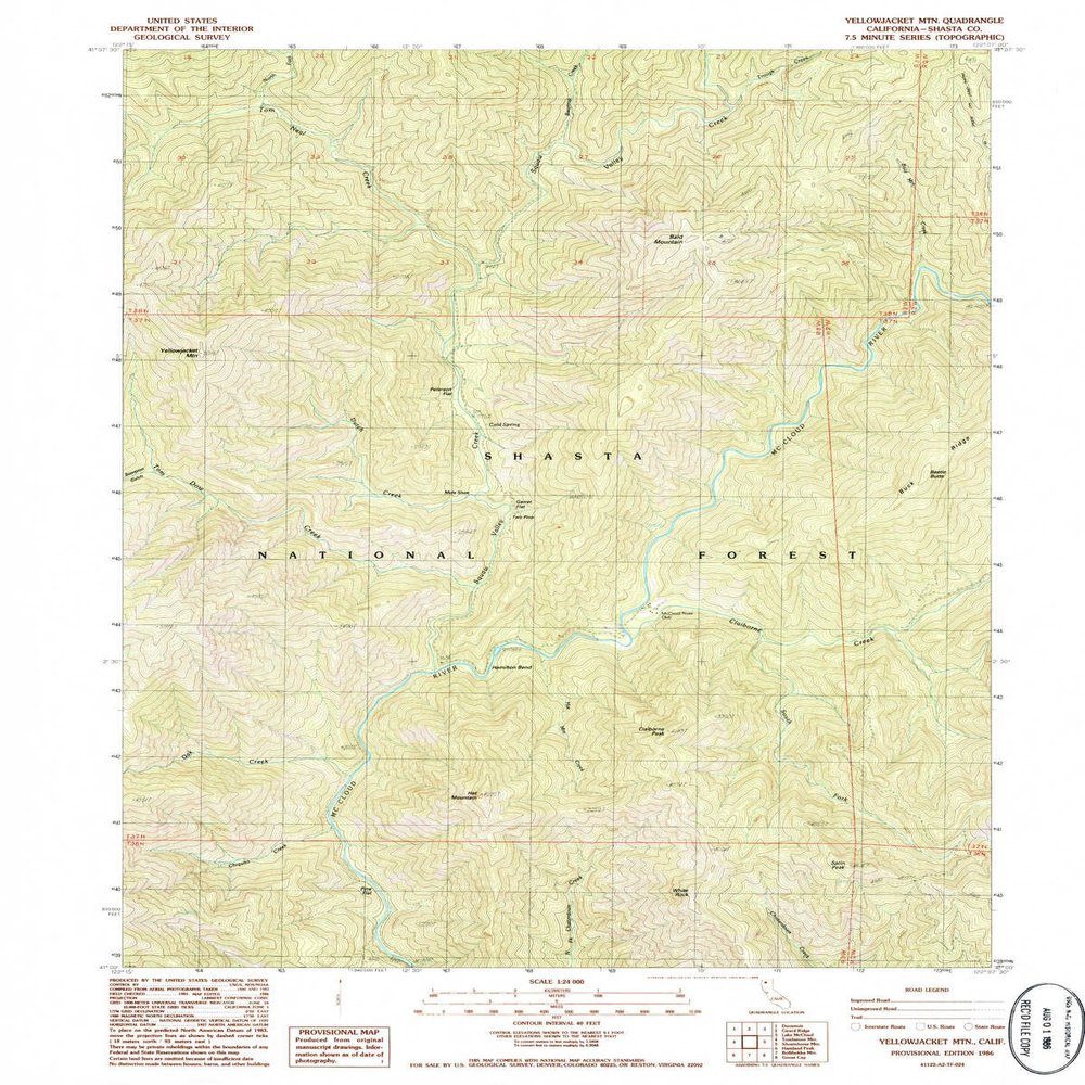 Yellowjacket MTN CA topo map, 1:24000 Scale, 7.5 X 7.5 Minute, Historical, 1986, Updated 1986, 26.8 x 21.4 in - Polypropylene