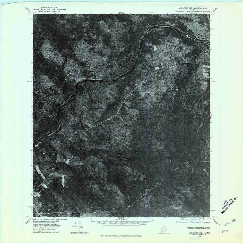 YellowMaps Ashland NE ME topo map, 1:24000 Scale, 7.5 X 7.5 Minute, Historical, 1975, Updated 1981, 27.3 x 21.6 in - Polypropylene