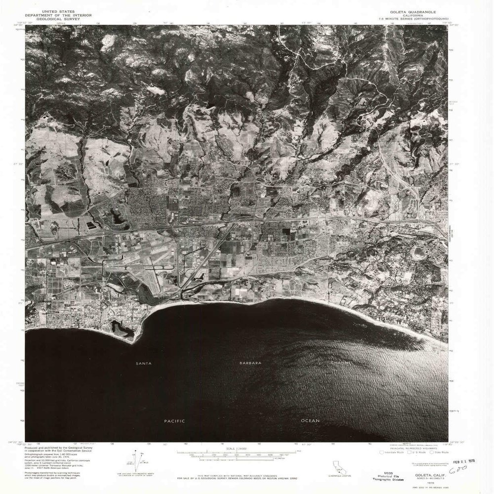 YellowMaps Goleta CA topo map, 1:24000 Scale, 7.5 X 7.5 Minute, Historical, 1976, Updated 1978, 26.9 x 22 in - Tyvek