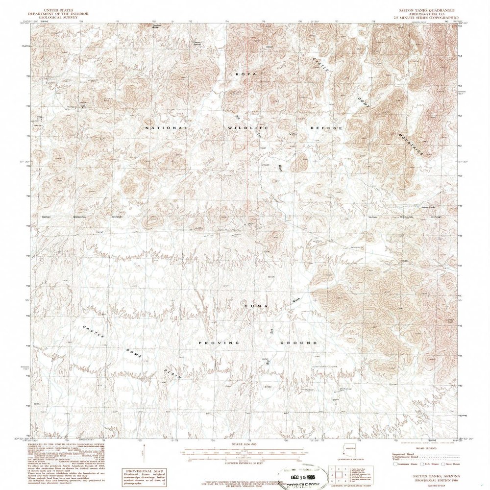YellowMaps Salton Tanks AZ topo map, 1:24000 Scale, 7.5 X 7.5 Minute, Historical, 1986, Updated 1986, 26.8 x 22 in - Polypropylene