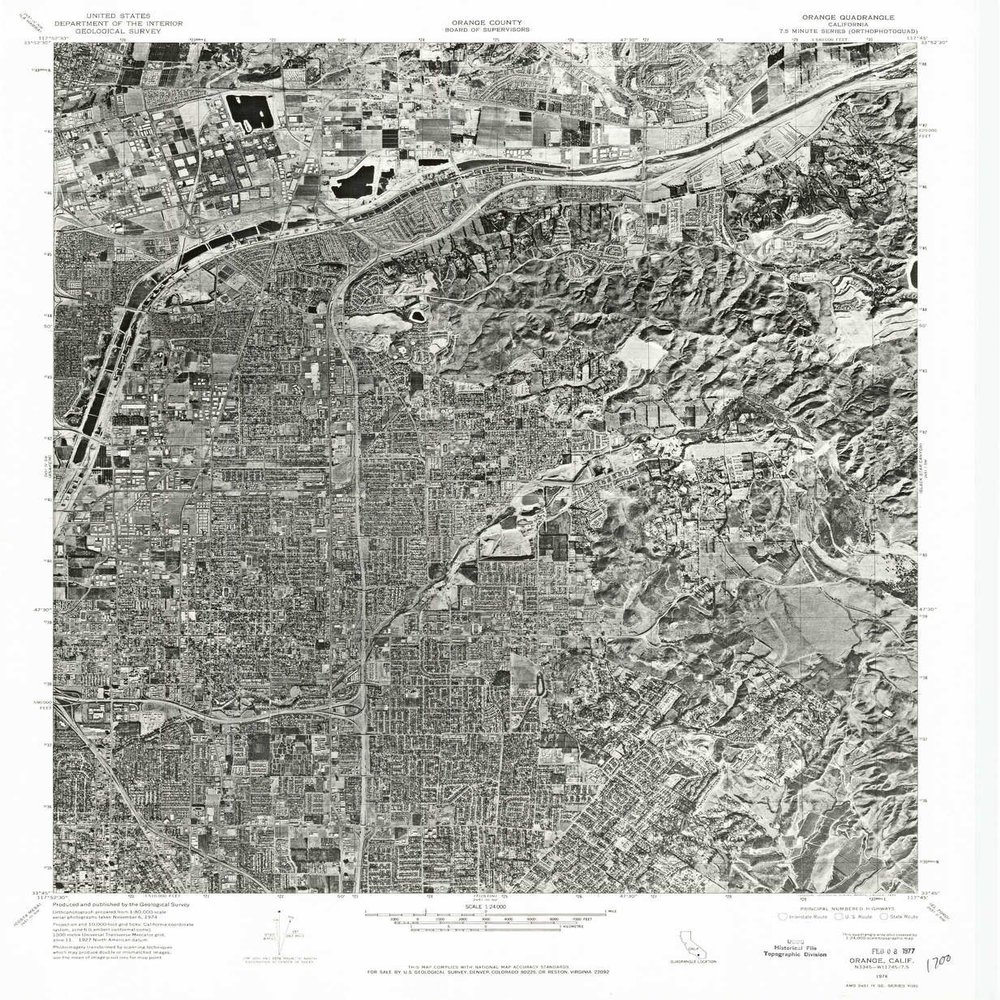 YellowMaps Orange CA topo map, 1:24000 Scale, 7.5 X 7.5 Minute, Historical, 1974, Updated 1977, 26.7 x 21.9 in - Polypropylene