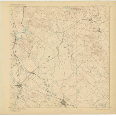 YellowMaps Berwick ME topo map, 1:62500 Scale, 15 X 15 Minute, Historical, 1893, Updated 1898, 20.1 x 14.9 in - Tyvek