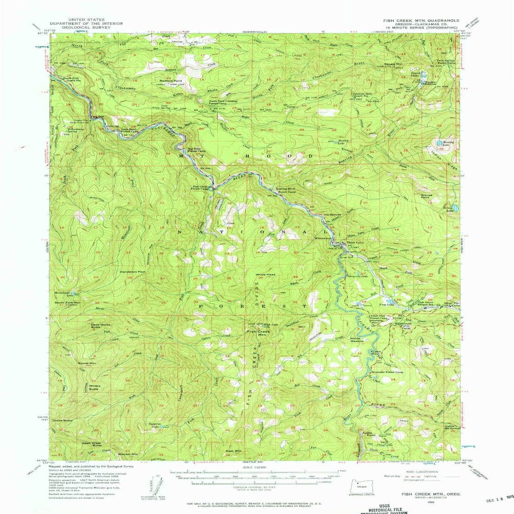 YellowMaps Fish Creek MTN OR topo map, 1:62500 Scale, 15 X 15 Minute, Historical, 1956, 21 x 15.5 in - Tyvek