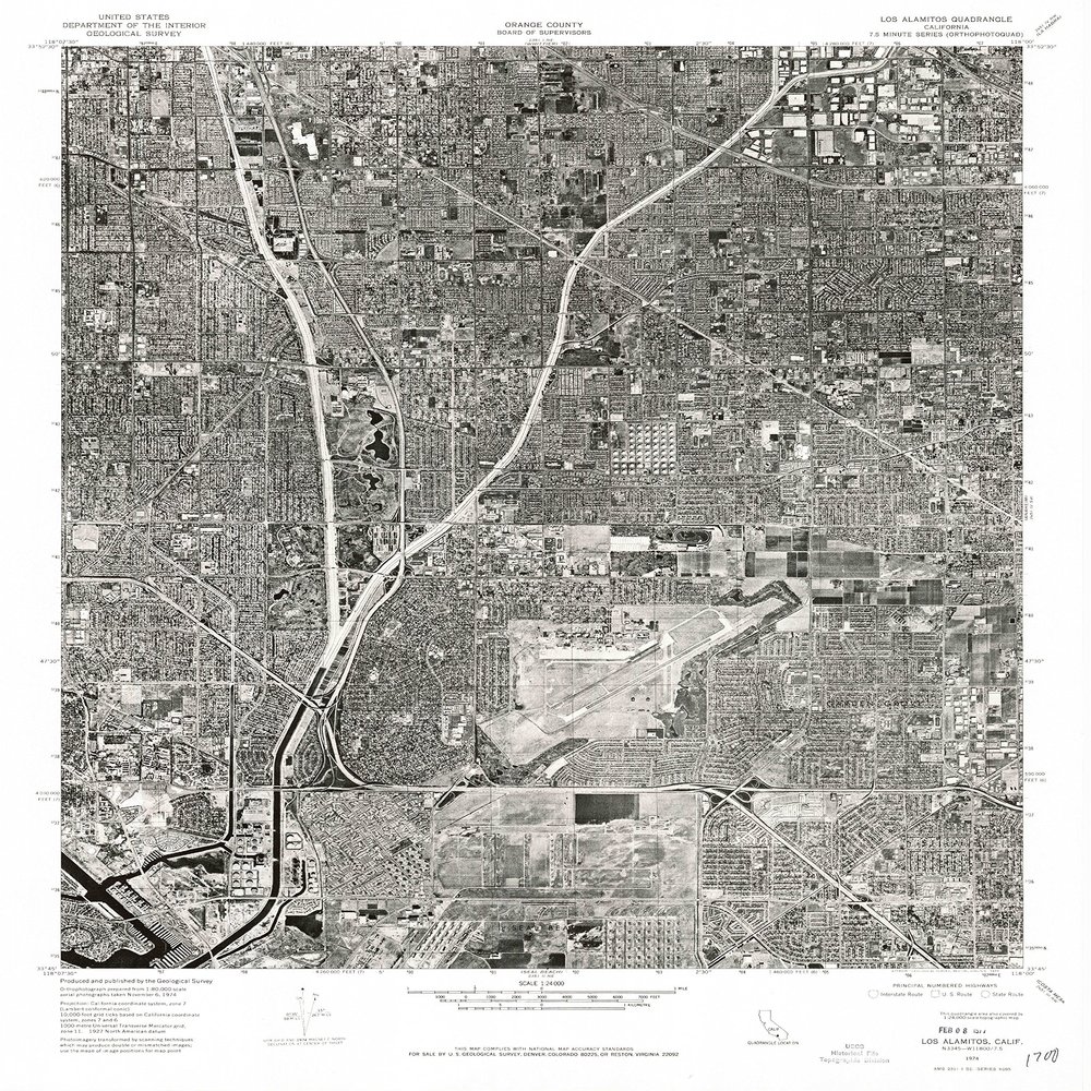 YellowMaps Los Alamitos CA topo map, 1:24000 Scale, 7.5 X 7.5 Minute, Historical, 1974, Updated 1977, 26.9 x 21.5 in - Polypropylene
