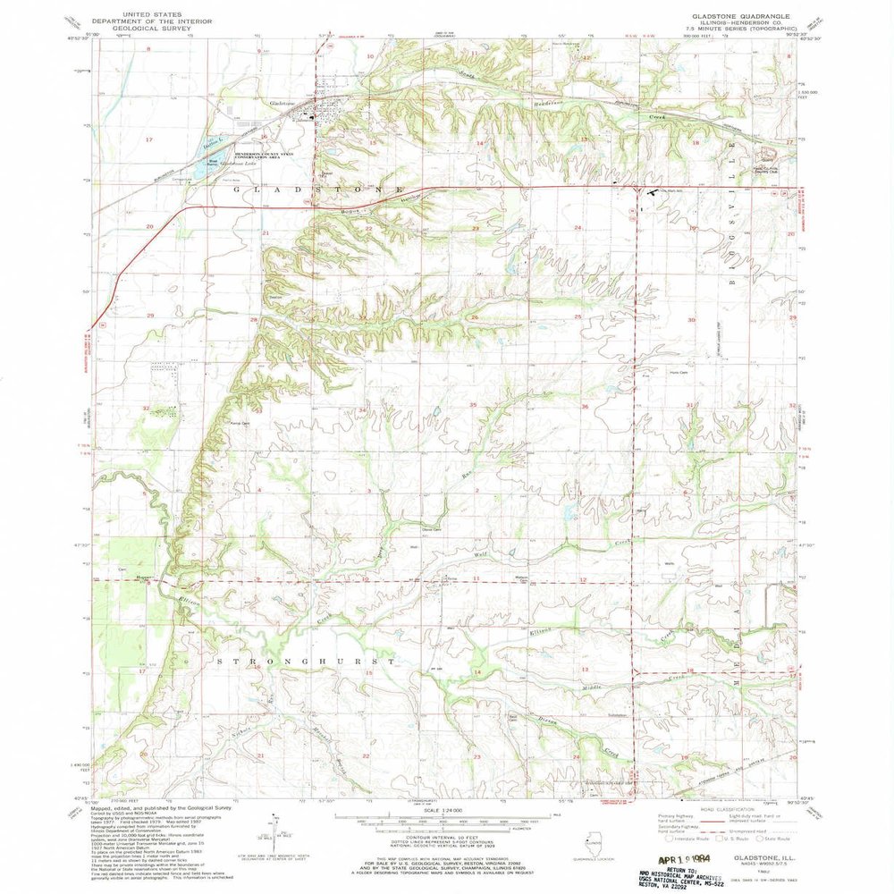 YellowMaps Gladstone IL topo map, 1:24000 Scale, 7.5 X 7.5 Minute, Historical, 1982, Updated 1983, 26.8 x 21.9 in - Polypropylene